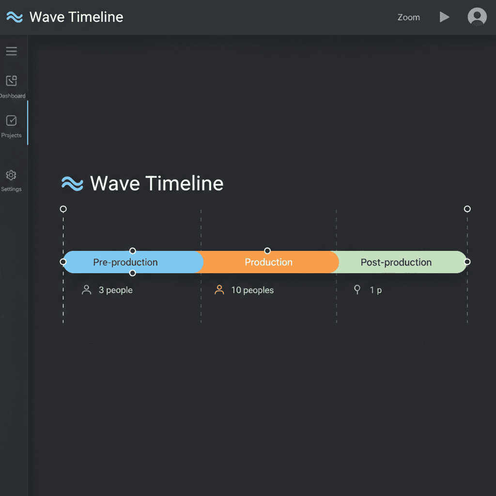 Spread Timeline showing tracks, laps, and snacks